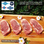 Beef Sirloin AGED BY GOODWINS Australia STEER young cattle (Striploin / New York Strip / Has Luar) frozen brand Harvey/Midfield ROAST SMALL 4-5" +/-1.3 kg/pc (price/kg)